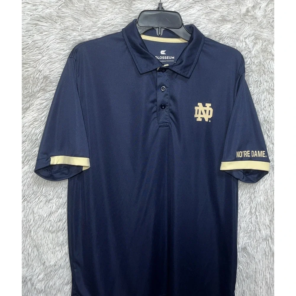 Colosseum Polo Shirt Men's L Blue‎ Short Sleeve Notre Dame Fighting Irish NCAA